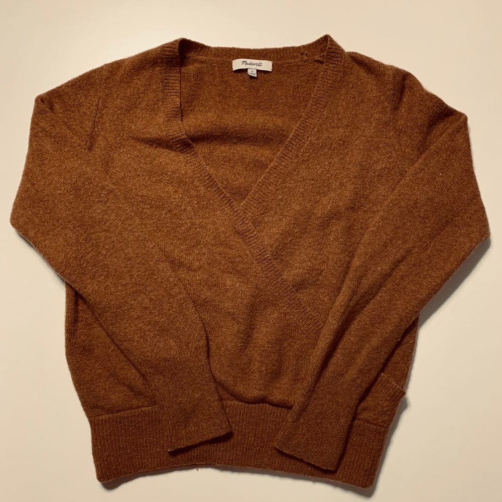 Madewell Wrap Sweater in Tan